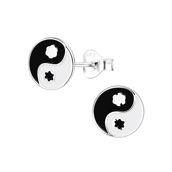 Wholesale Sterling Silver Yin Yang Ear Studs - JD13045