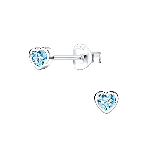 Wholesale Sterling Silver Heart Cubic Zirconia Ear Studs - JD12038