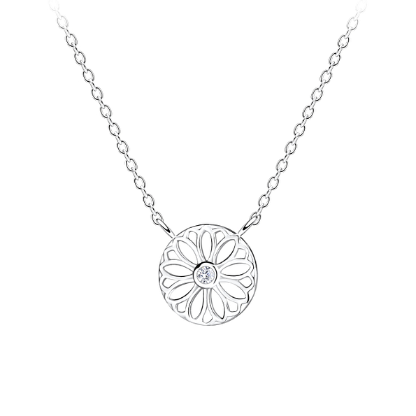 Wholesale Sterling Silver Flower Necklace - JD12762