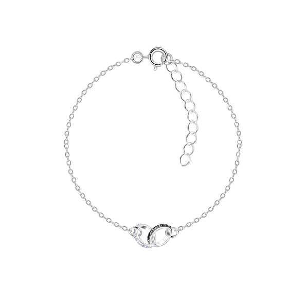 Wholesale Sterling Silver Circle Crystal Bracelet - JD14053