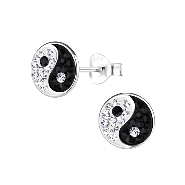 Wholesale Sterling Silver Yin Yang Ear Studs - JD13375