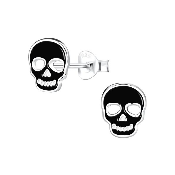 Wholesale Sterling Silver Skull Ear Studs - JD13888