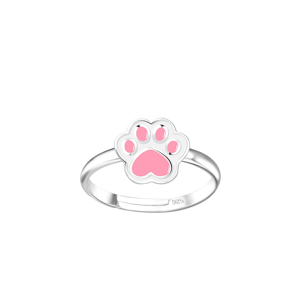 Wholesale Sterling Silver Paw Print Adjustable Ring - JD15018