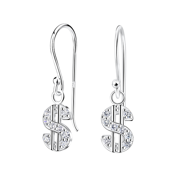 Wholesale Sterling Silver Dollar Sign Earrings - JD10142