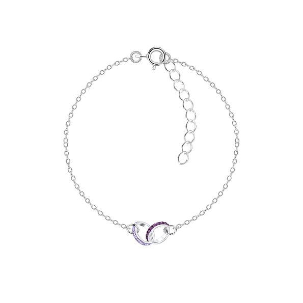 Wholesale Sterling Silver Circle Crystal Bracelet - JD15526