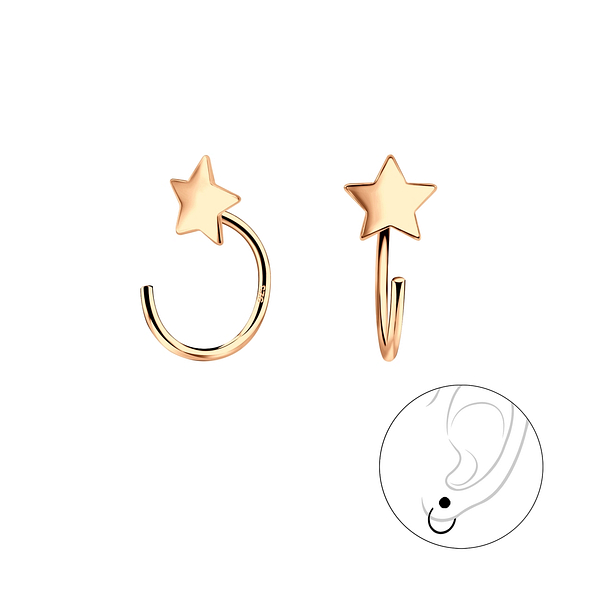 Wholesale Sterling Silver Star Ear Huggers - JD15365