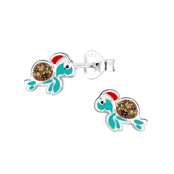 Wholesale Sterling Silver Christmas Turtle Ear Studs - JD14749