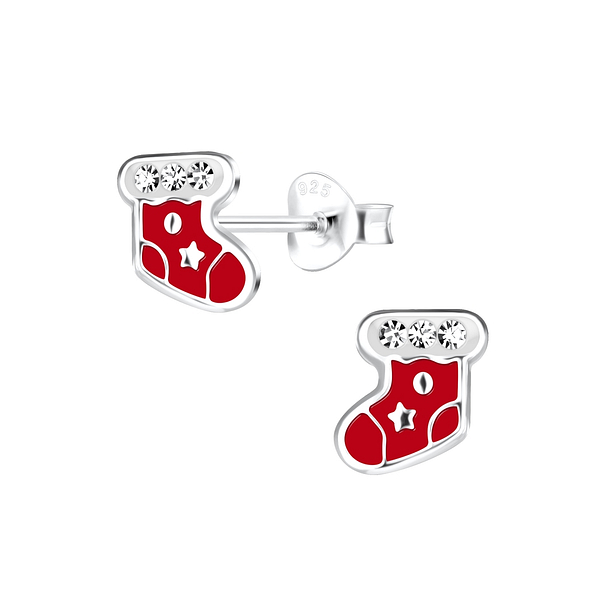 Wholesale Sterling Silver Christmas Stocking Ear Studs - JD14629