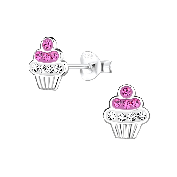 Wholesale Sterling Silver Cupcakes Ear Studs - JD14639