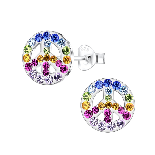 Wholesale Sterling Silver Peace Sign Ear Studs - JD14935