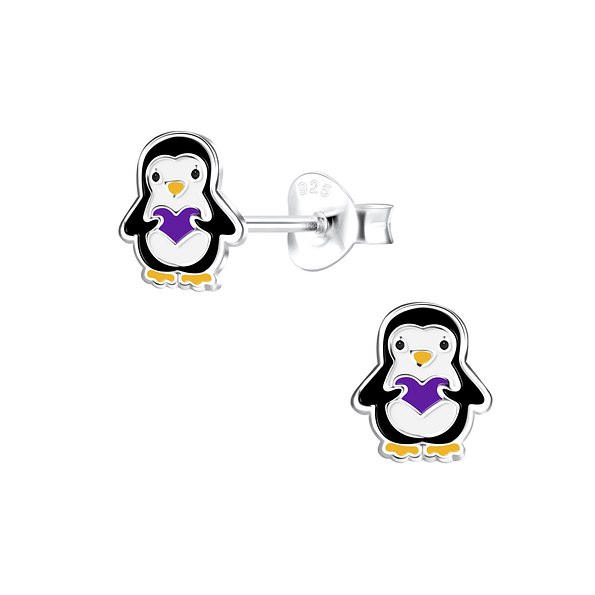 Wholesale Sterling Silver Penguin Ear Studs - JD15671