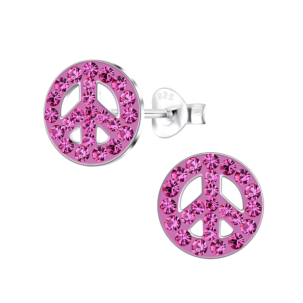 Wholesale Sterling Silver Peace Sign Ear Studs - JD15675