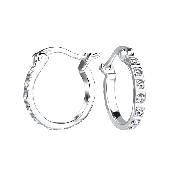 Wholesale 14mm Sterling Silver French Lock Ear Hoops - JD15554