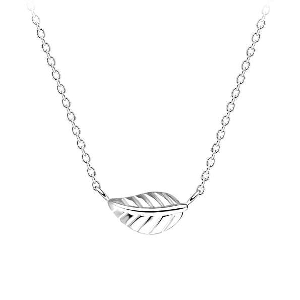 Wholesale Sterling Silver Leaf Necklace - JD15679