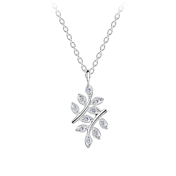 Wholesale Sterling Silver Olive Leaf Necklace - JD15796