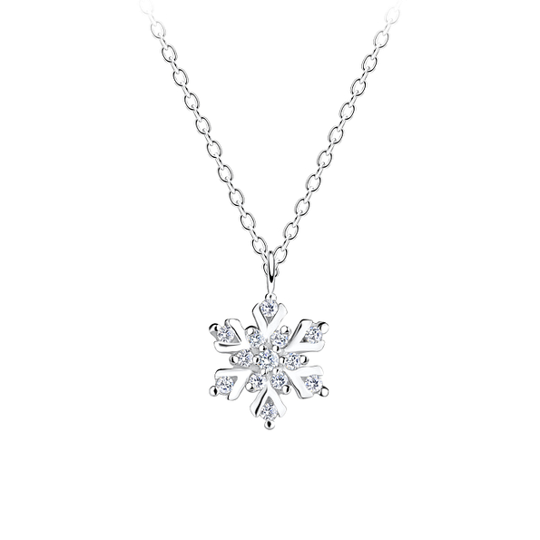 Wholesale Sterling Silver Snowflake Necklace - JD15687