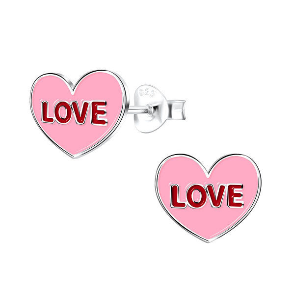 Wholesale Sterling Silver Love Heart Ear Studs - JD16023