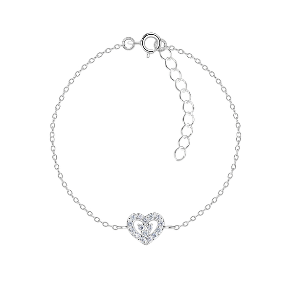 Wholesale Sterling Silver Heart Bracelet - JD16397