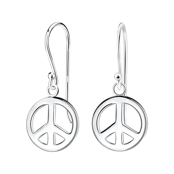 Wholesale Sterling Silver Peace Sign Earrings - JD16348