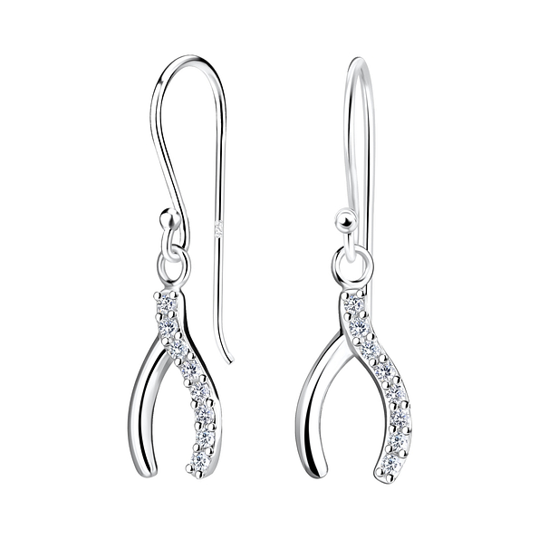 Wholesale Sterling Silver Wishbone Earrings - JD16350