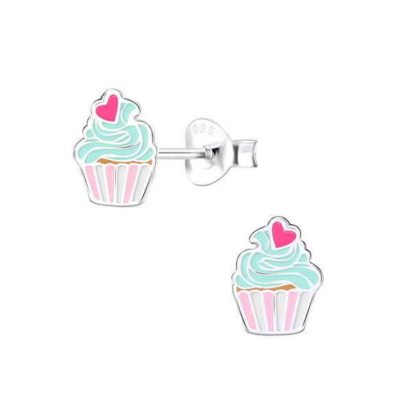 Wholesale Sterling Silver Cupcake Ear Studs - JD15696