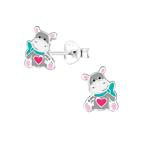 Wholesale Sterling Silver Hippopotamus Ear Studs - JD16255