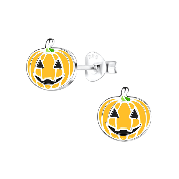 Wholesale Sterling Silver Pumpkin Ear Studs - JD16246