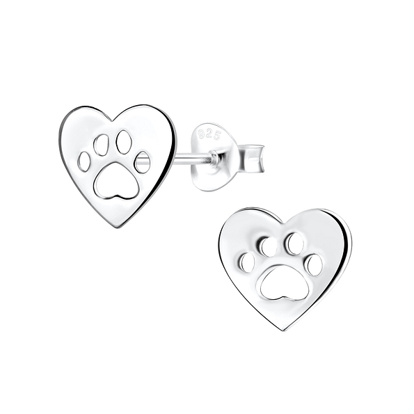 Wholesale Sterling Silver Paw Print Ear Studs - JD15925