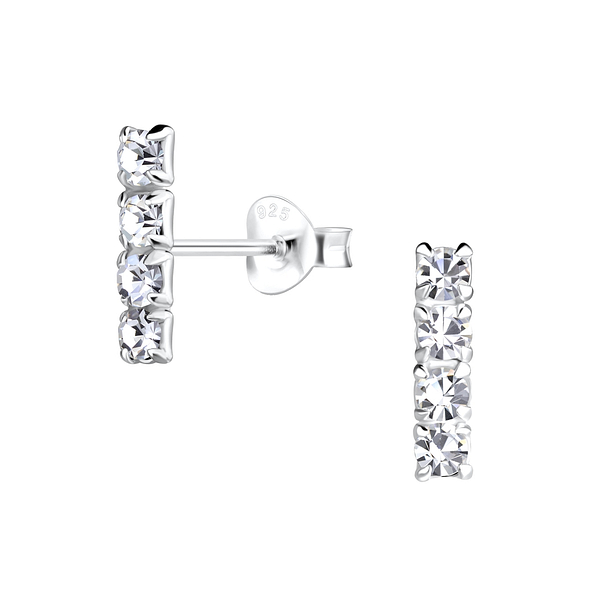 Wholesale Sterling Silver Bar Crystal Ear Studs - JD16403