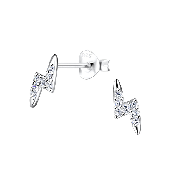 Wholesale Sterling Silver Thunder Bolt Ear Studs - JD16361