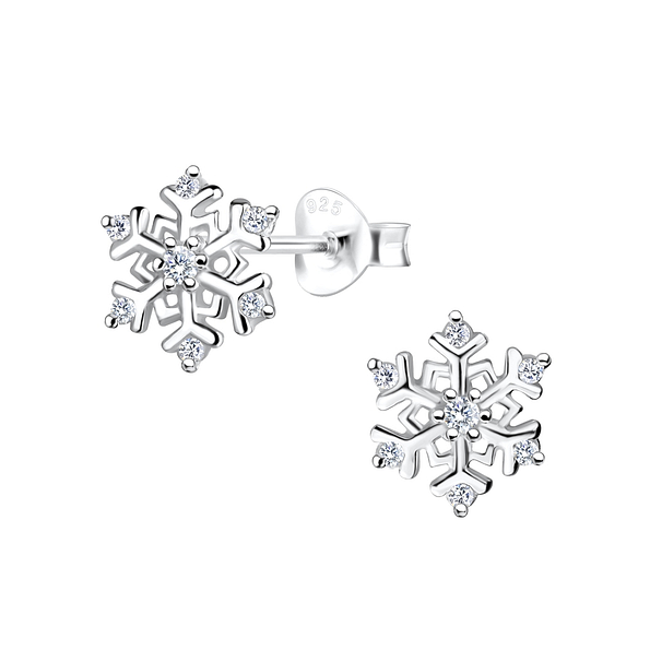 Wholesale Sterling Silver Snowflake Ear Studs - JD16369