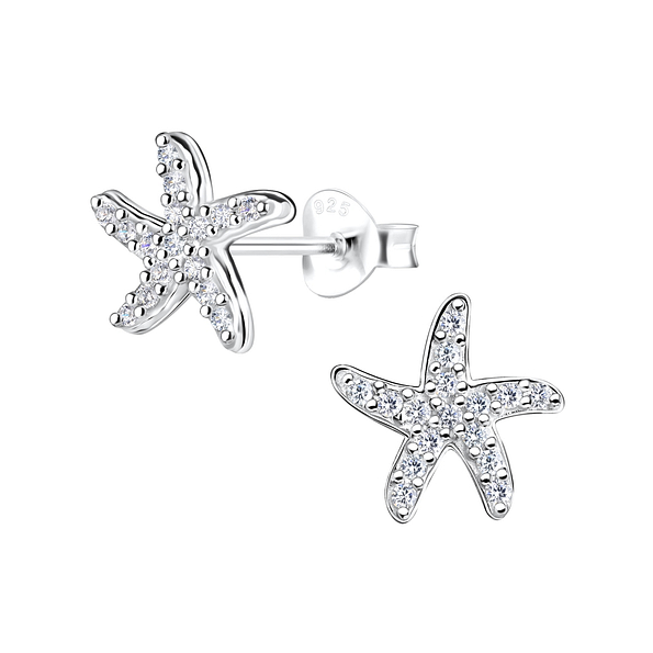 Wholesale Sterling Silver Starfish Ear Studs - JD16521