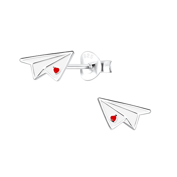 Wholesale Sterling Silver Paper Plane Ear Studs - JD16503