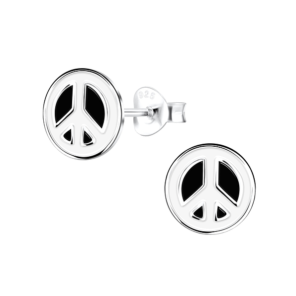 Wholesale Sterling Silver Peace Sign Ear Studs - JD16550