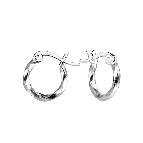 Wholesale 12mm Sterling Silver Twisted French Lock Ear Hoops - JD4953