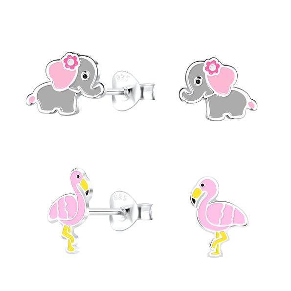 Wholesale Sterling Silver Animal Ear Studs Set - JD16842 Wholesale Sterling Silver Animal Ear Studs Set - JD16842