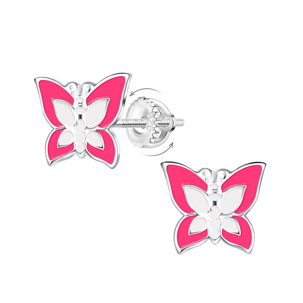 Wholesale Sterling Silver Butterfly Screw Back Ear Studs - JD16998