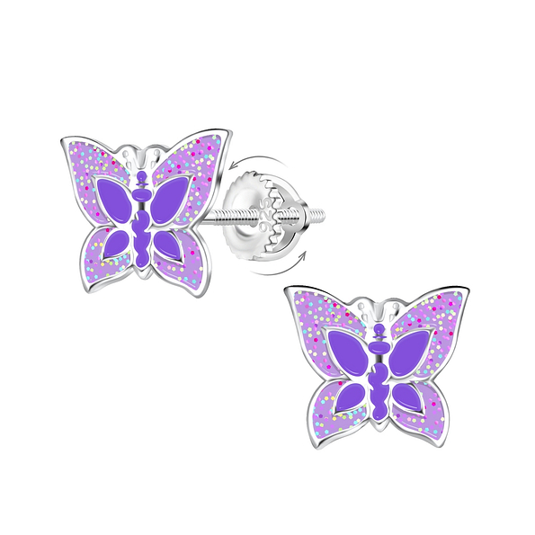 Wholesale Sterling Silver Butterfly Screw Back Ear Studs - JD16997