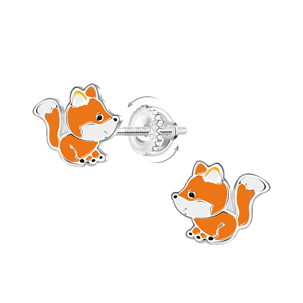 Wholesale Sterling Silver Fox Screw Back Ear Studs - JD17003