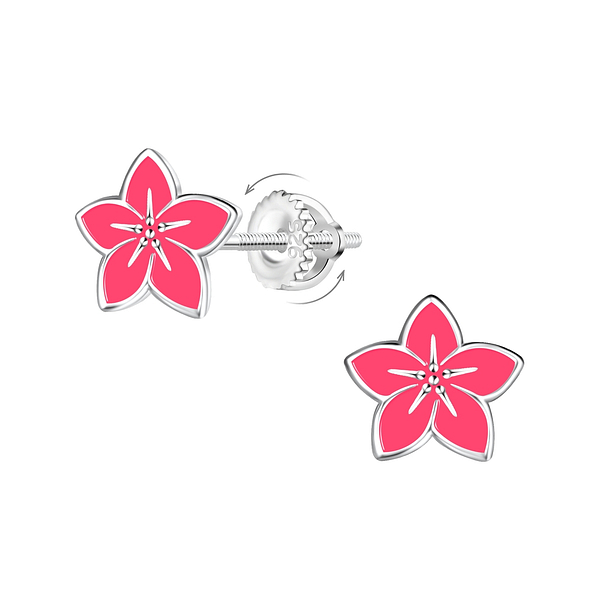 Wholesale Sterling Silver Flower Screw Back Ear Studs - JD16996