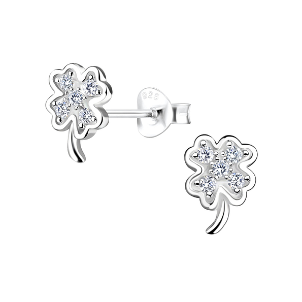 Wholesale Sterling Silver Clover Ear Studs - JD17016