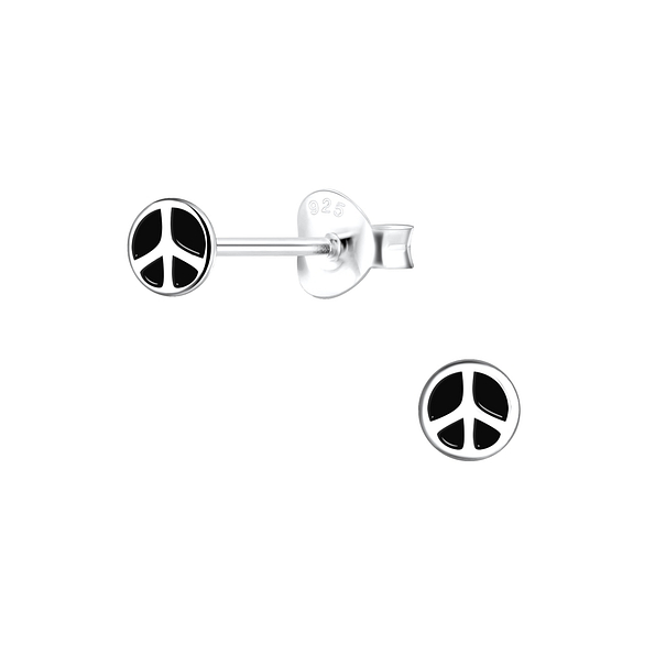 Wholesale Sterling Silver Peace Sign Ear Studs - JD17108