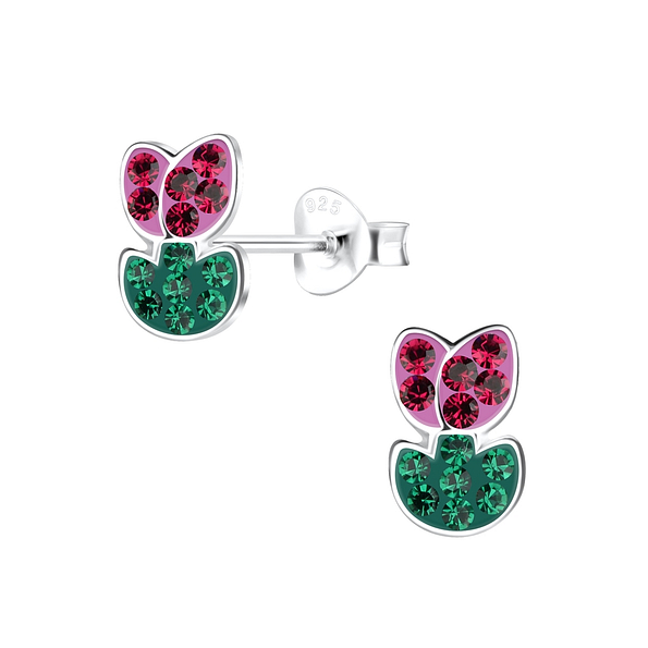 Wholesale Sterling Silver Tulip Flower Ear Studs - JD17050