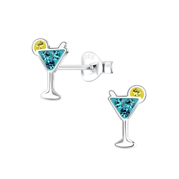 Wholesale Sterling Silver Cocktail Glass Ear Studs - JD17116