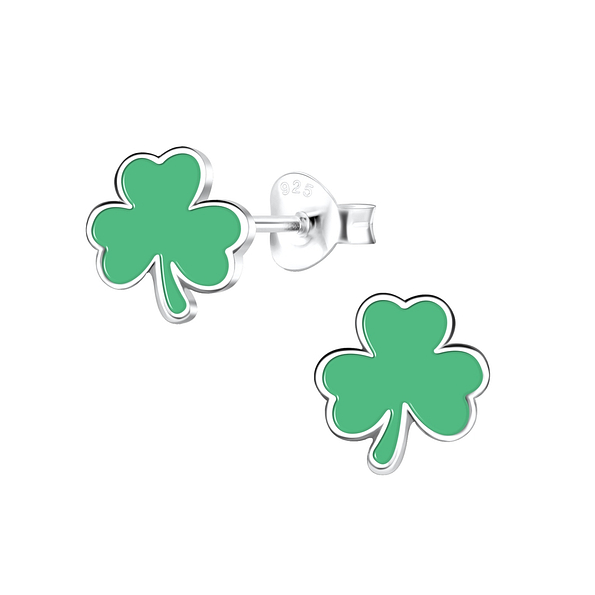 Wholesale Sterling Silver Shamrock Ear Studs - JD17095