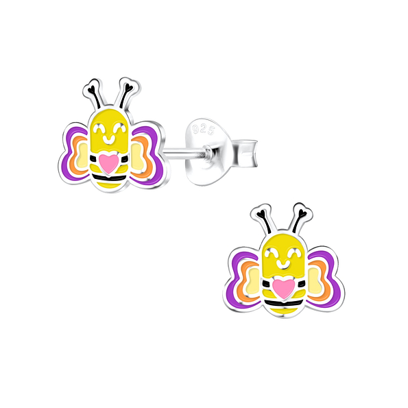 Wholesale Sterling Silver Bee Ear Studs - JD17169