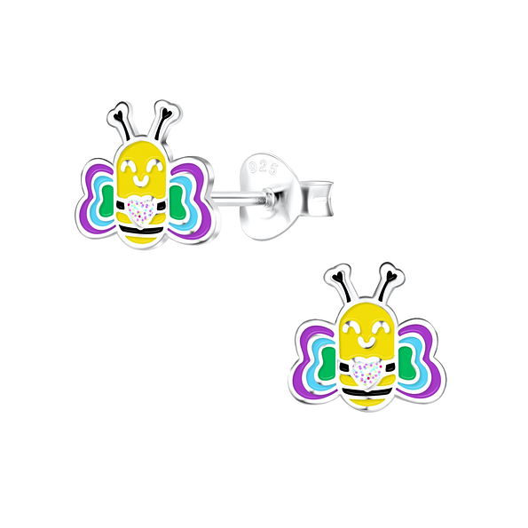 Wholesale Sterling Silver Bee Ear Studs - JD17168