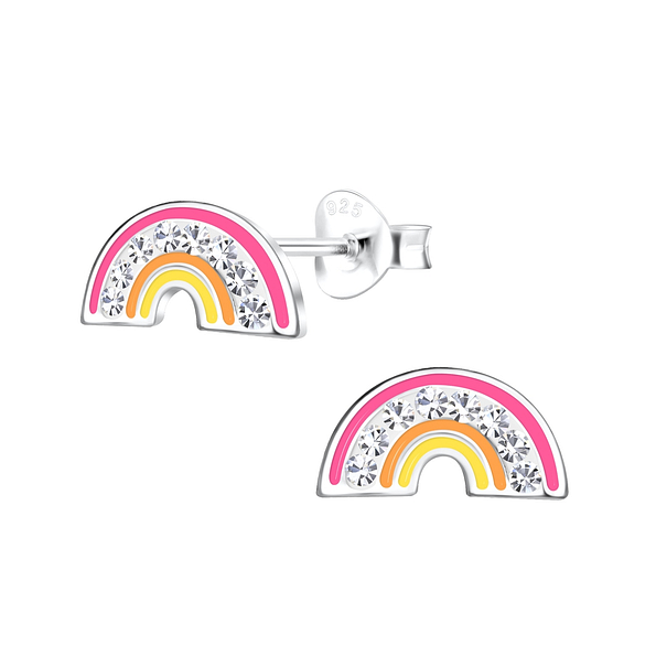 Wholesale Sterling Silver Rainbow Ear Studs - JD17164