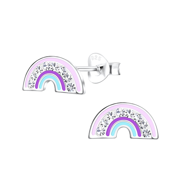 Wholesale Sterling Silver Rainbow Ear Studs - JD17166