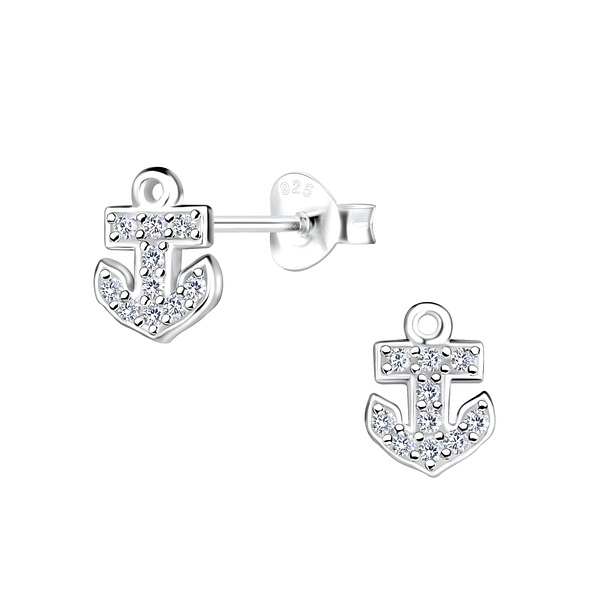 Wholesale Sterling Silver Anchor Ear Studs - JD17332